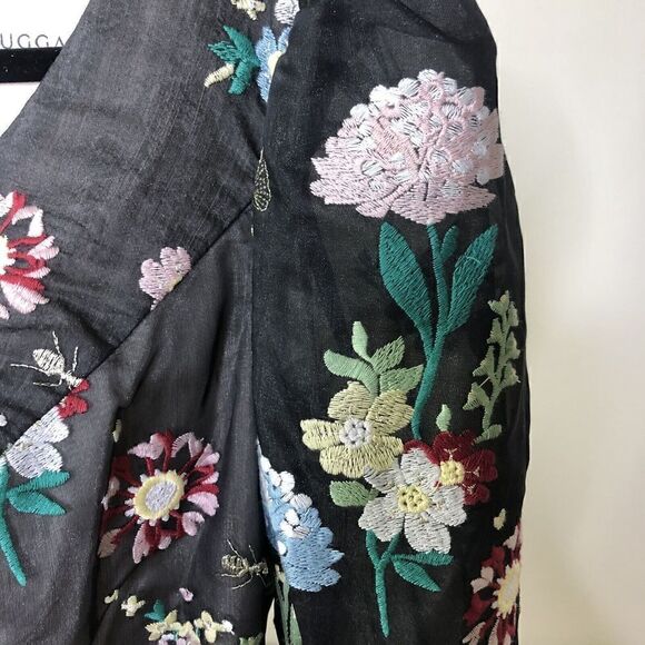 Mac Duggal 79361 EMBROIDERED BISHOP SLEEVE V NECK GOWN Black Multi Sz 6 - $798 - Picture 15 of 15